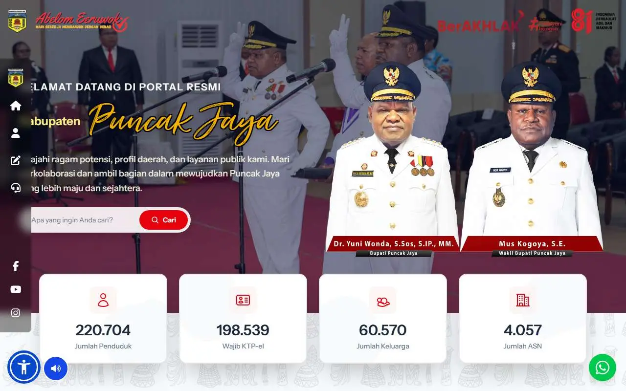 Tampilan website resmi Pemkab Puncak Jaya (puncakjayakab.go.id)