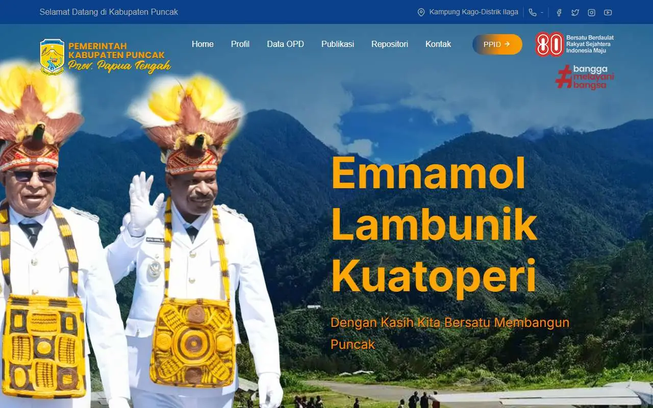 Tampilan website resmi Pemkab Puncak (puncakkab.go.id)