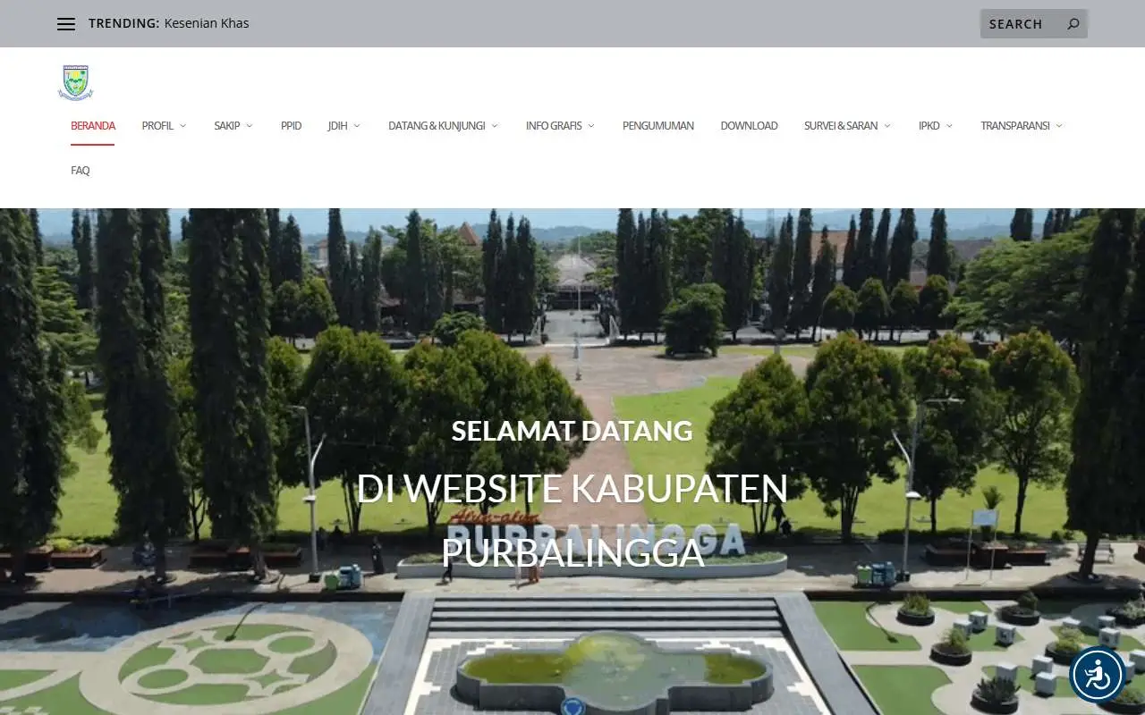 Tampilan website resmi Pemkab Purbalingga (purbalinggakab.go.id)