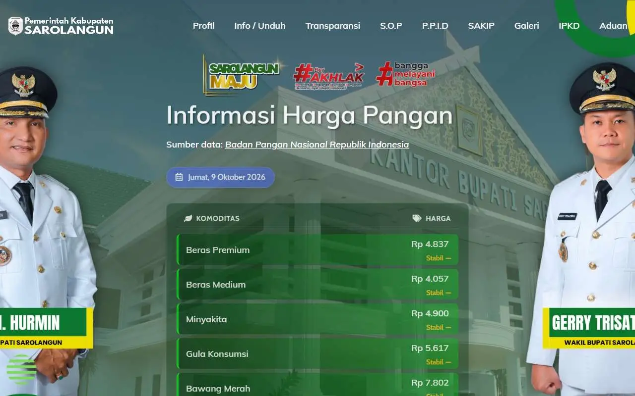 Tampilan website resmi Pemkab Sarolangun (sarolangunkab.go.id)