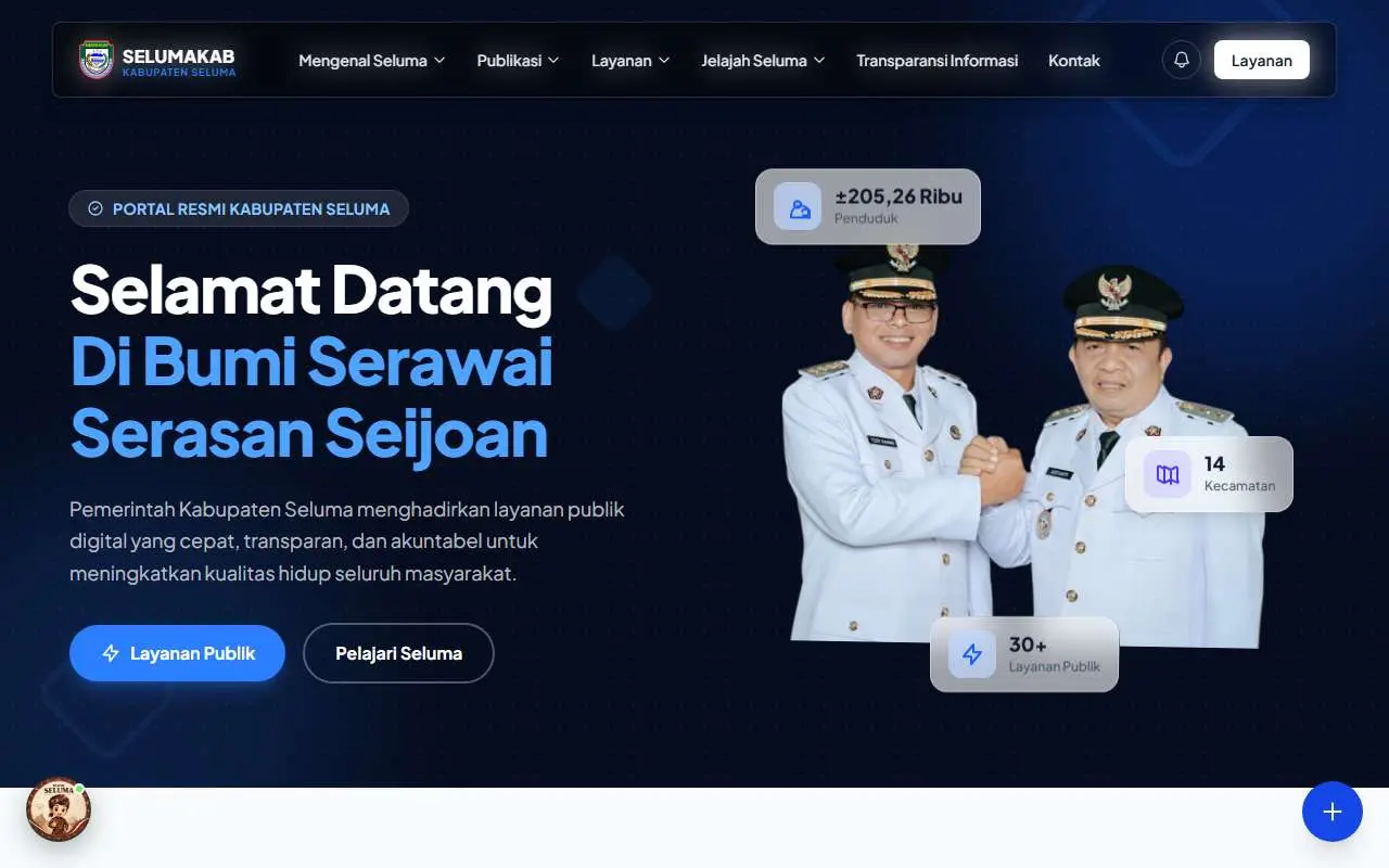 Tampilan website resmi Pemkab Seluma (selumakab.go.id)