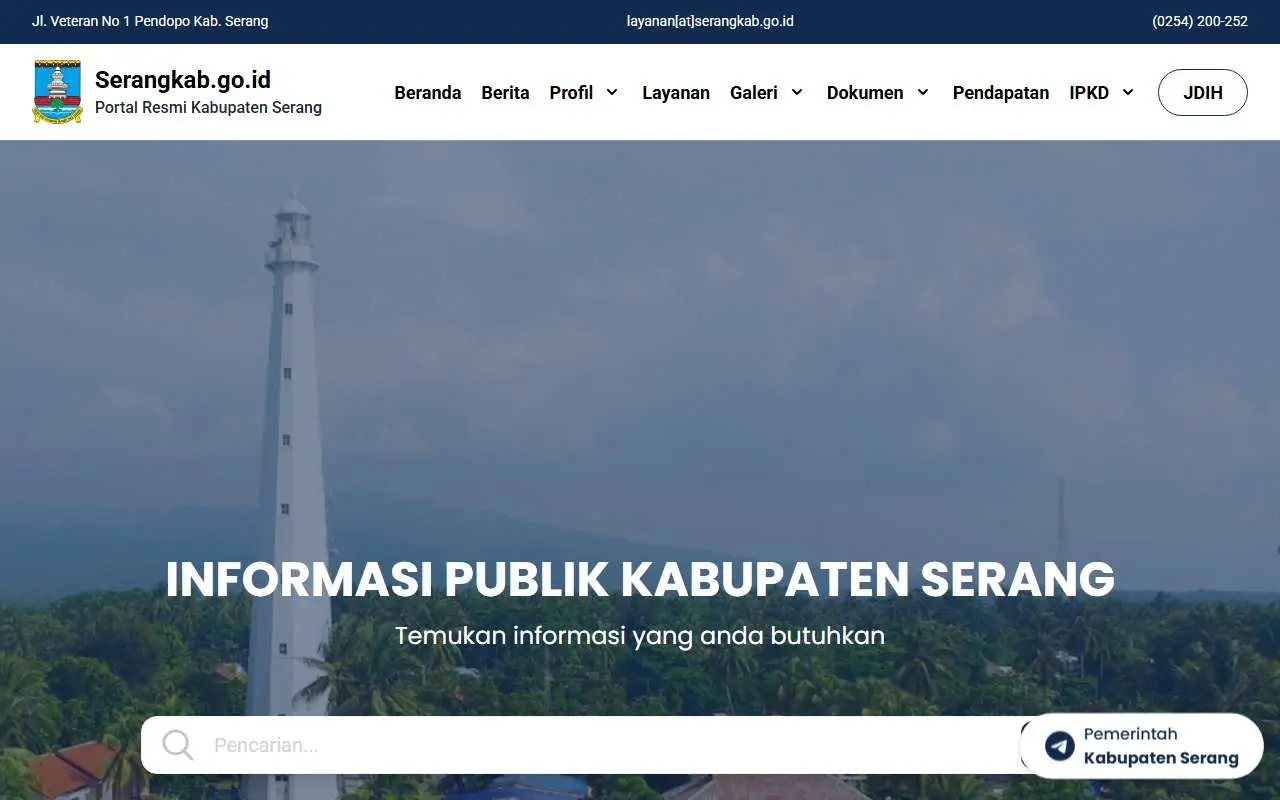 Tampilan website resmi Pemkab Serang (serangkab.go.id)