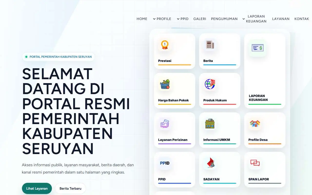 Tampilan website resmi Pemkab Seruyan (seruyankab.go.id)