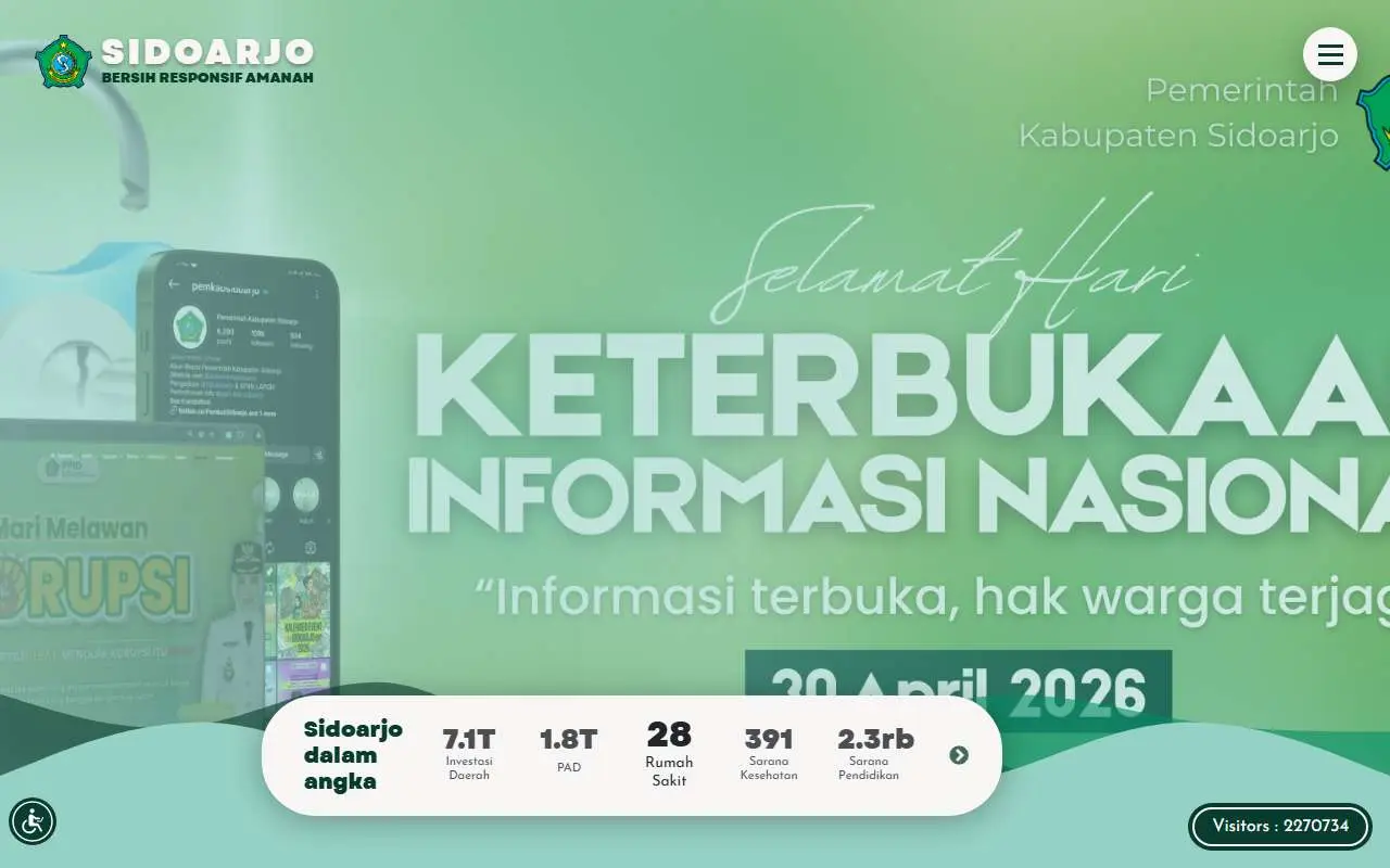Tampilan website resmi Pemkab Sidoarjo (sidoarjokab.go.id)