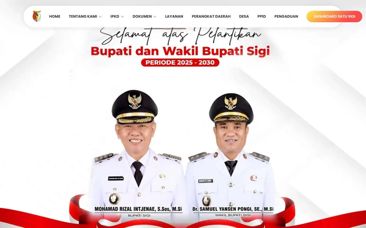 Tampilan website resmi Pemkab Sigi (sigikab.go.id)
