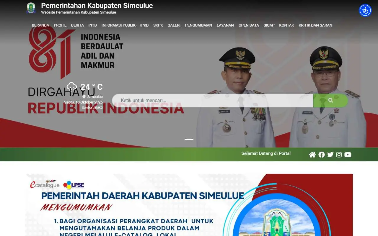 Tampilan website resmi Pemkab Simeulue (simeuluekab.go.id)