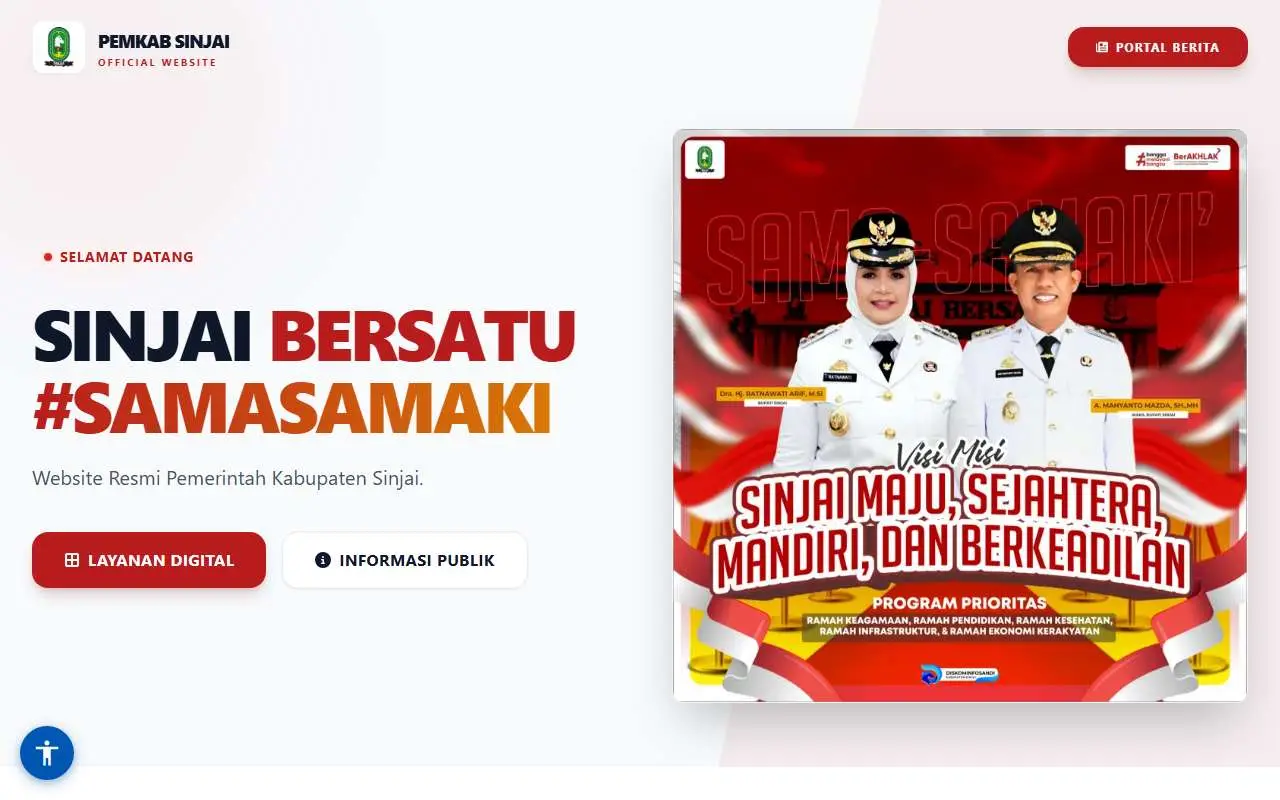 Tampilan website resmi Pemkab Sinjai (sinjaikab.go.id)