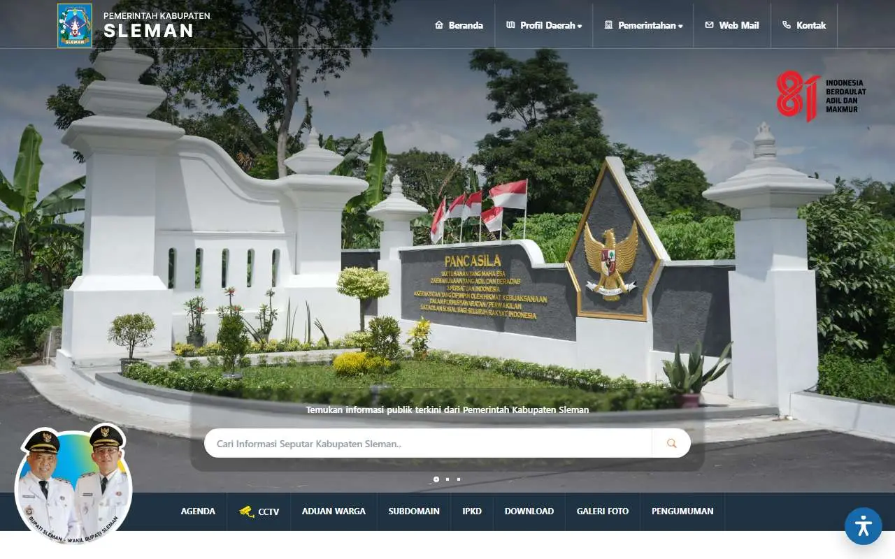 Tampilan website resmi Pemkab Sleman (slemankab.go.id)