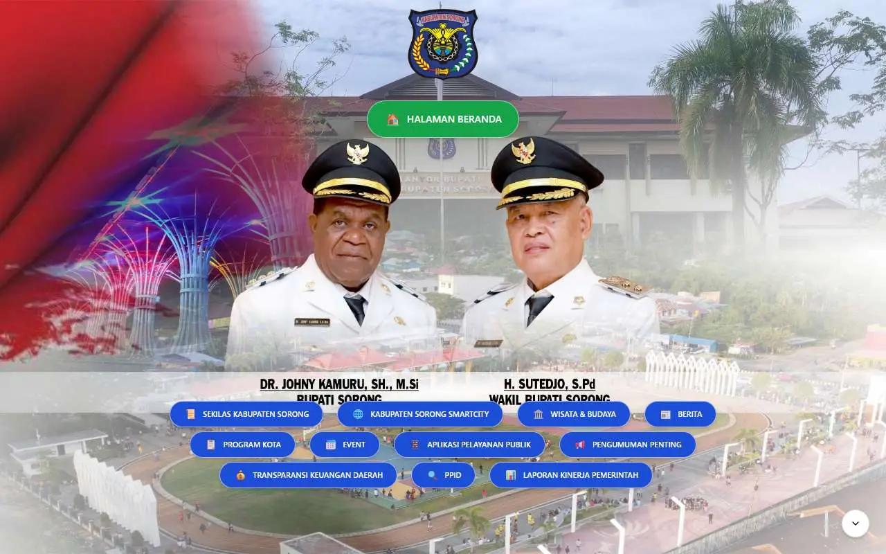 Tampilan website resmi Pemkab Sorong (sorongkab.go.id)