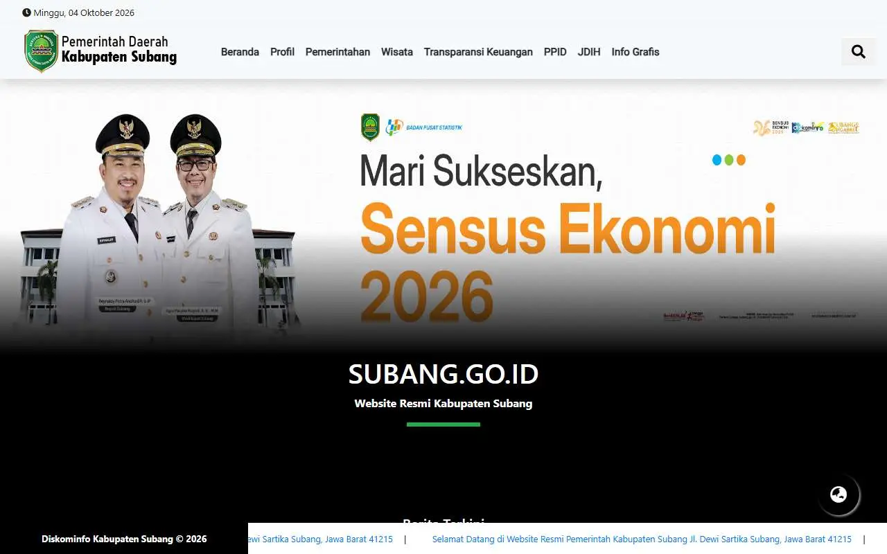 Tampilan website resmi Pemkab Subang (subang.go.id)