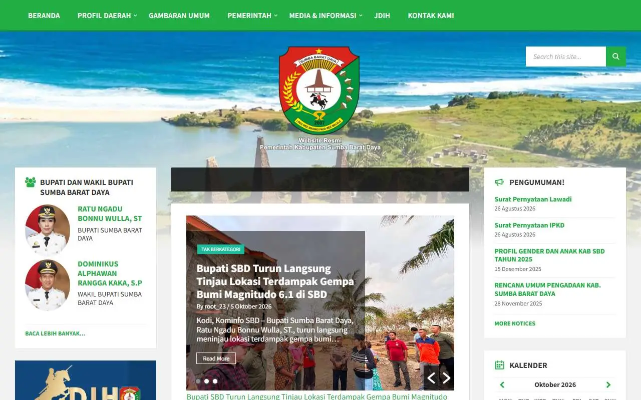 Tampilan website resmi Pemkab Sumba Barat Daya (sbdkab.go.id)