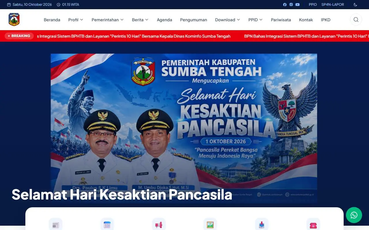 Tampilan website resmi Pemkab Sumba Tengah (sumbatengahkab.go.id)