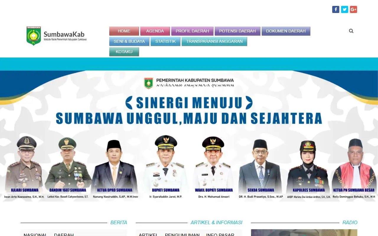 Tampilan website resmi Pemkab Sumbawa (sumbawakab.go.id)