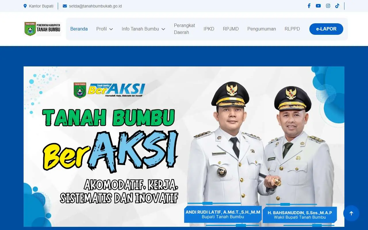 Tampilan website resmi Pemkab Tanah Bumbu (tanahbumbukab.go.id)