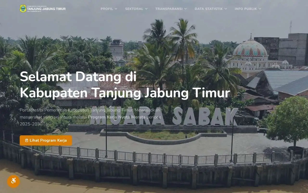 Tampilan website resmi Pemkab Tanjung Jabung Timur (tanjabtimkab.go.id)