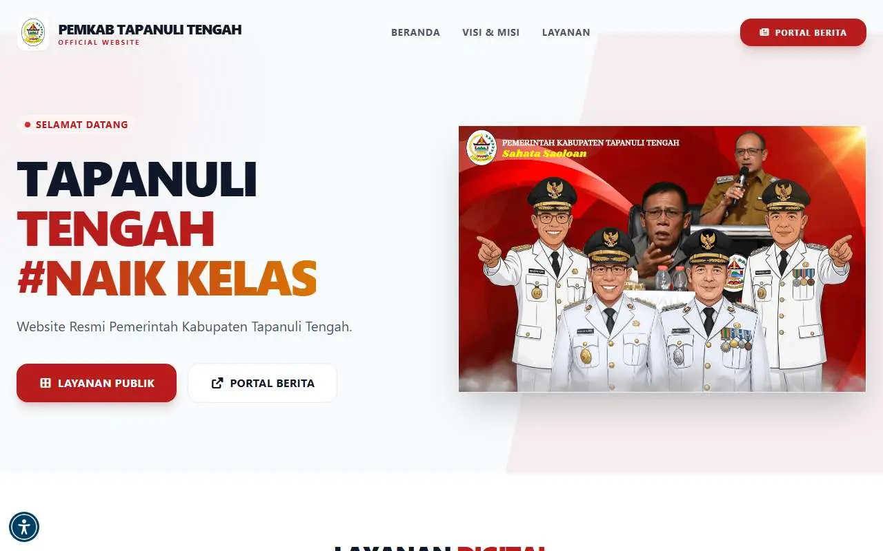 Tampilan website resmi Pemkab Tapanuli Tengah (tapteng.go.id)