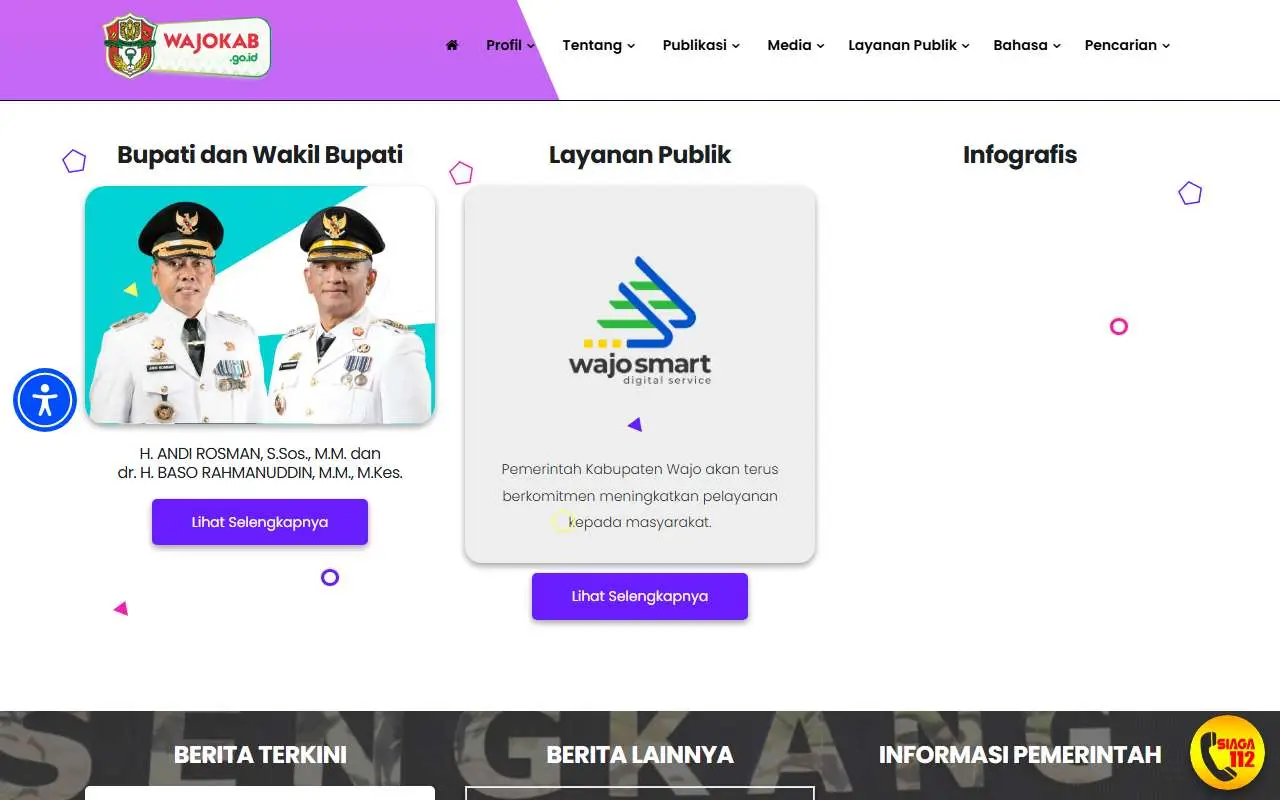 Tampilan website resmi Pemkab Wajo (wajokab.go.id)