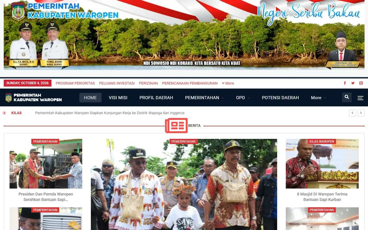 Tampilan website resmi Pemkab Waropen (waropenkab.go.id)