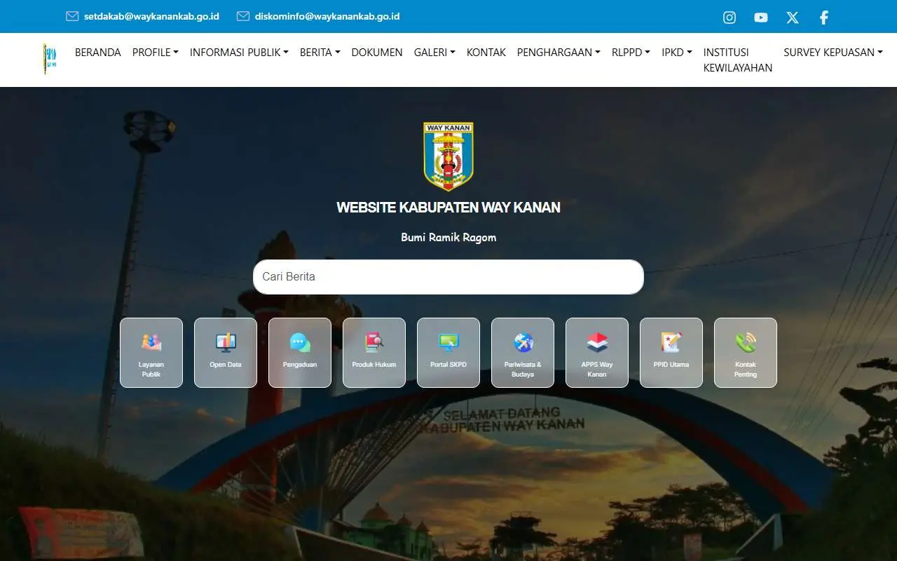 Tampilan website resmi Pemkab Way Kanan (waykanankab.go.id)