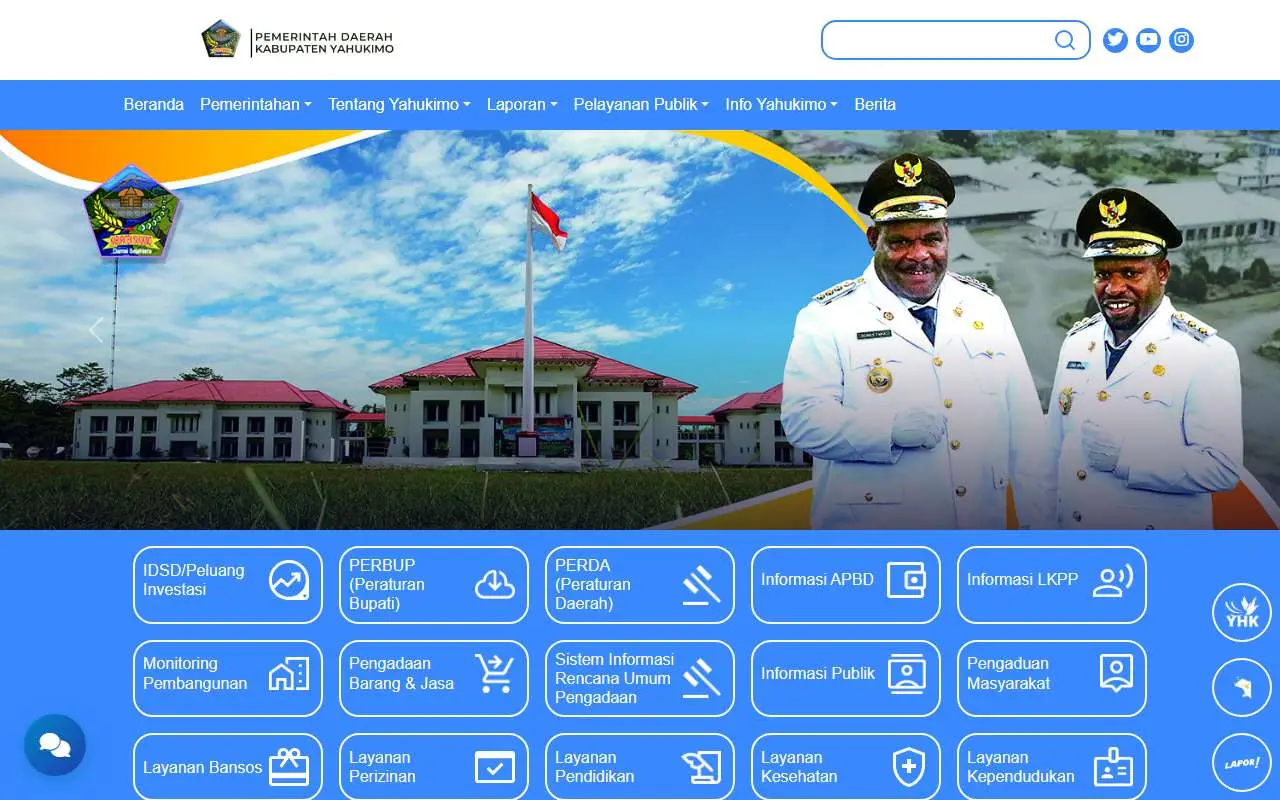 Tampilan website resmi Pemkab Yahukimo (yahukimokab.go.id)