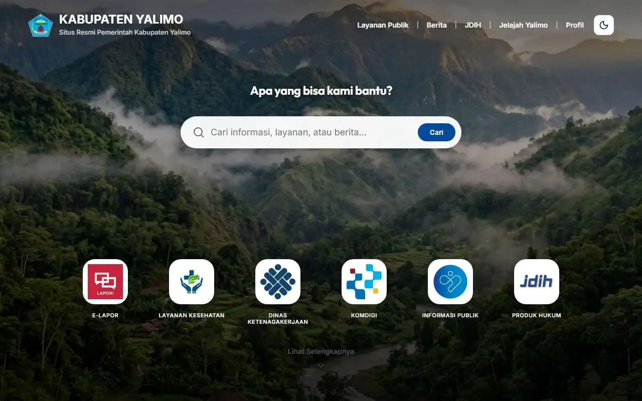 Tampilan website resmi Pemkab Yalimo (yalimokab.go.id)