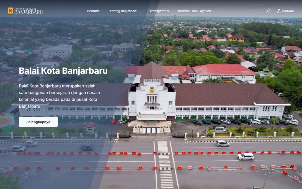 Tampilan website resmi Pemkot Banjarbaru (banjarbarukota.go.id)