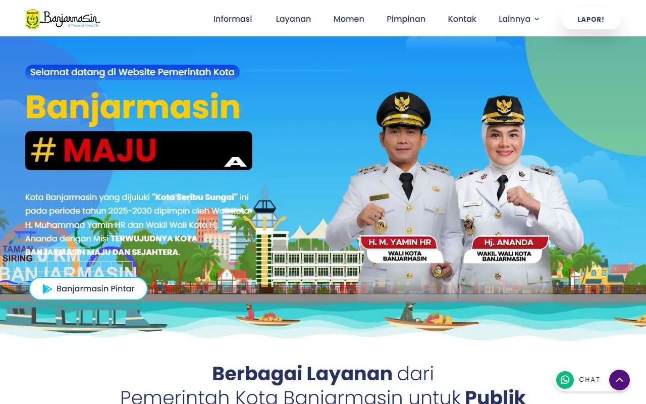 Tampilan website resmi Pemkot Banjarmasin (banjarmasinkota.go.id)