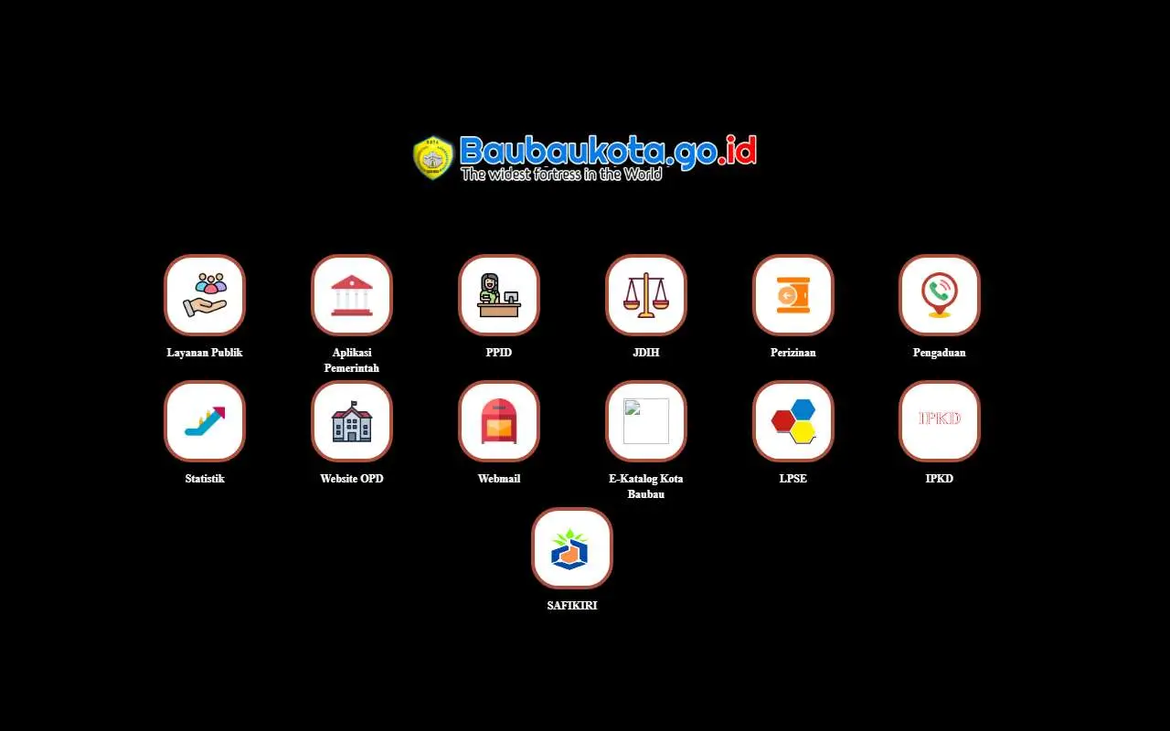 Tampilan website resmi Pemkot Bau Bau (baubaukota.go.id)