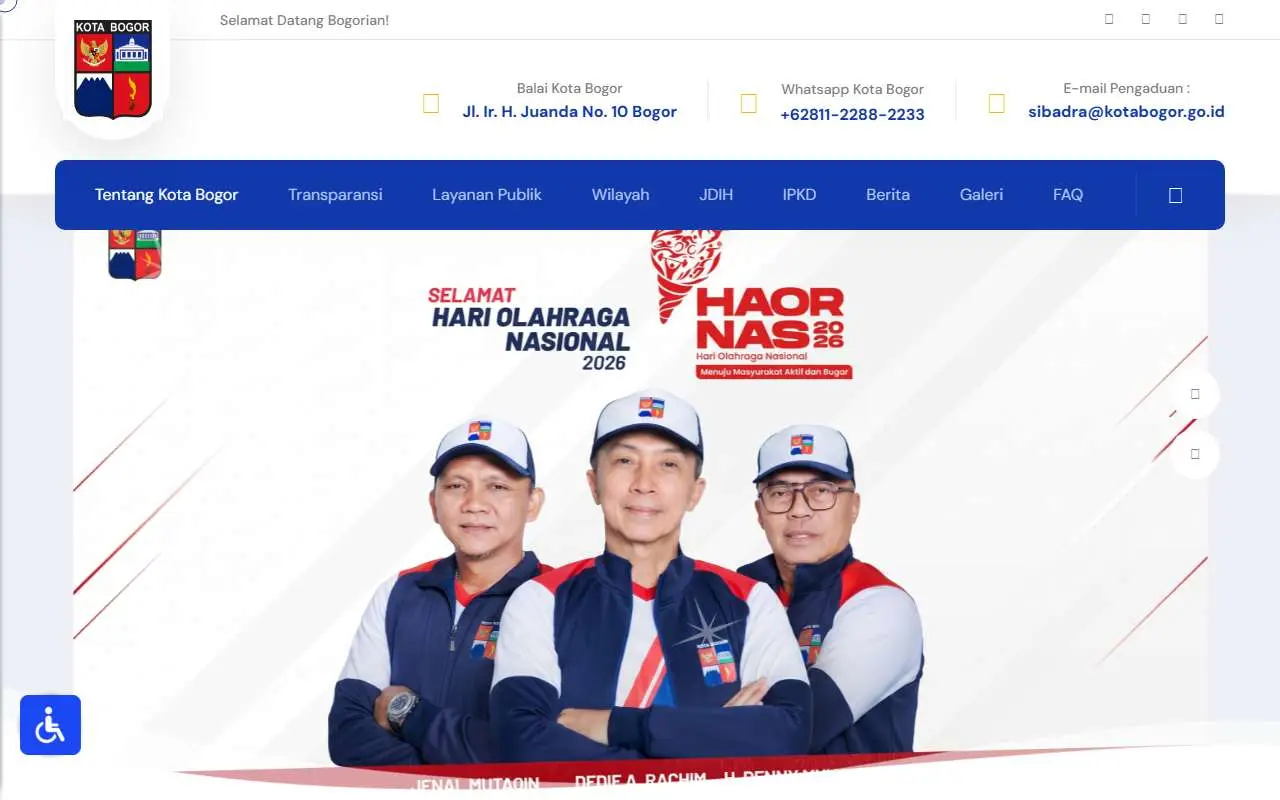 Tampilan website resmi Pemkot Bogor (kotabogor.go.id)