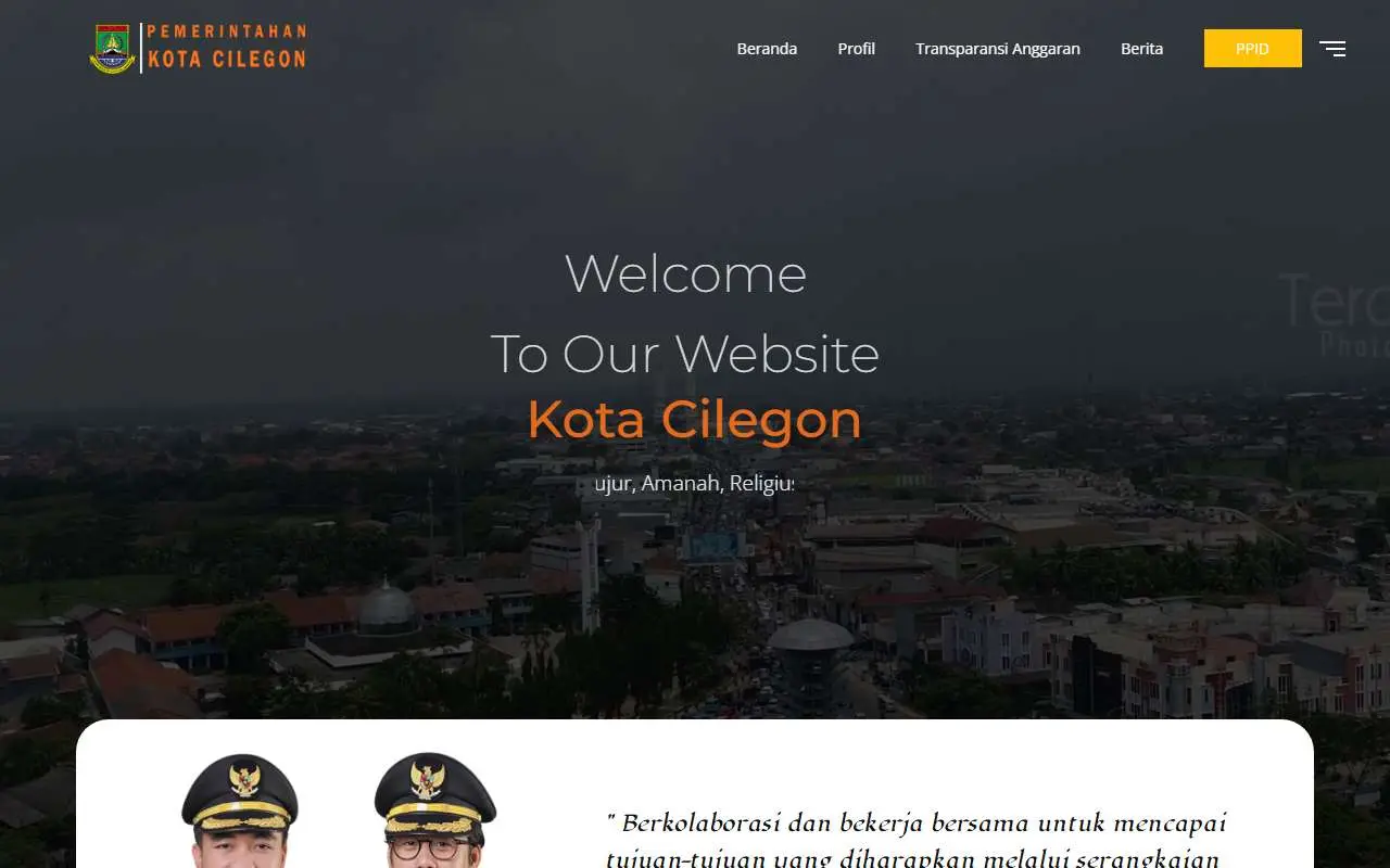 Tampilan website resmi Pemkot Cilegon (cilegon.go.id)