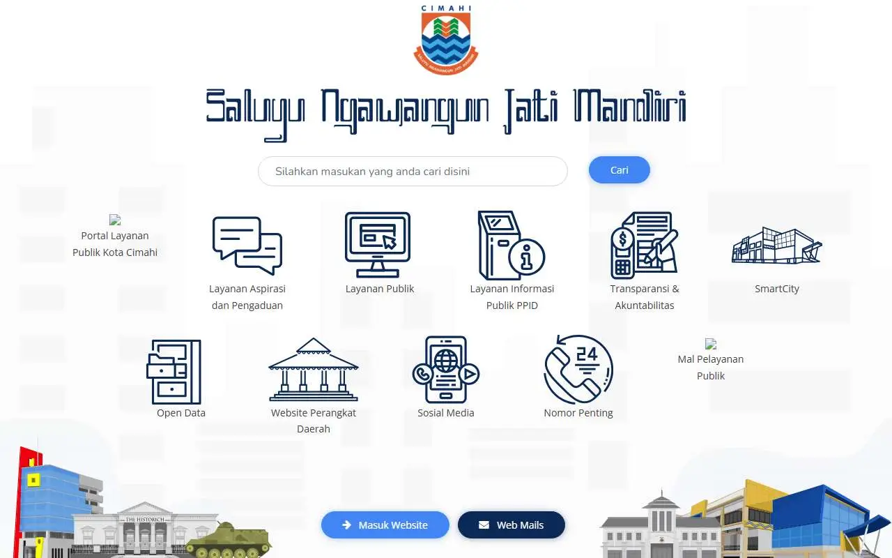 Tampilan website resmi Pemkot Cimahi (cimahikota.go.id)
