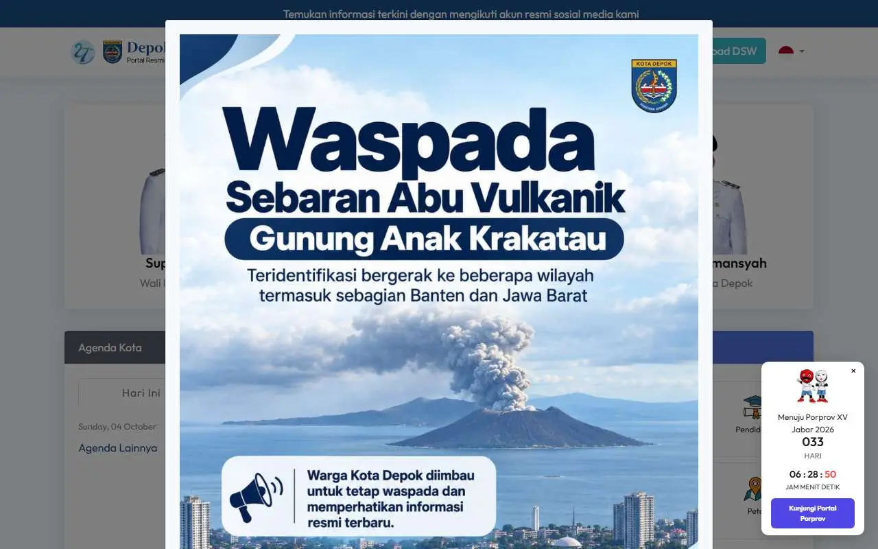 Tampilan website resmi Pemkot Depok (depok.go.id)