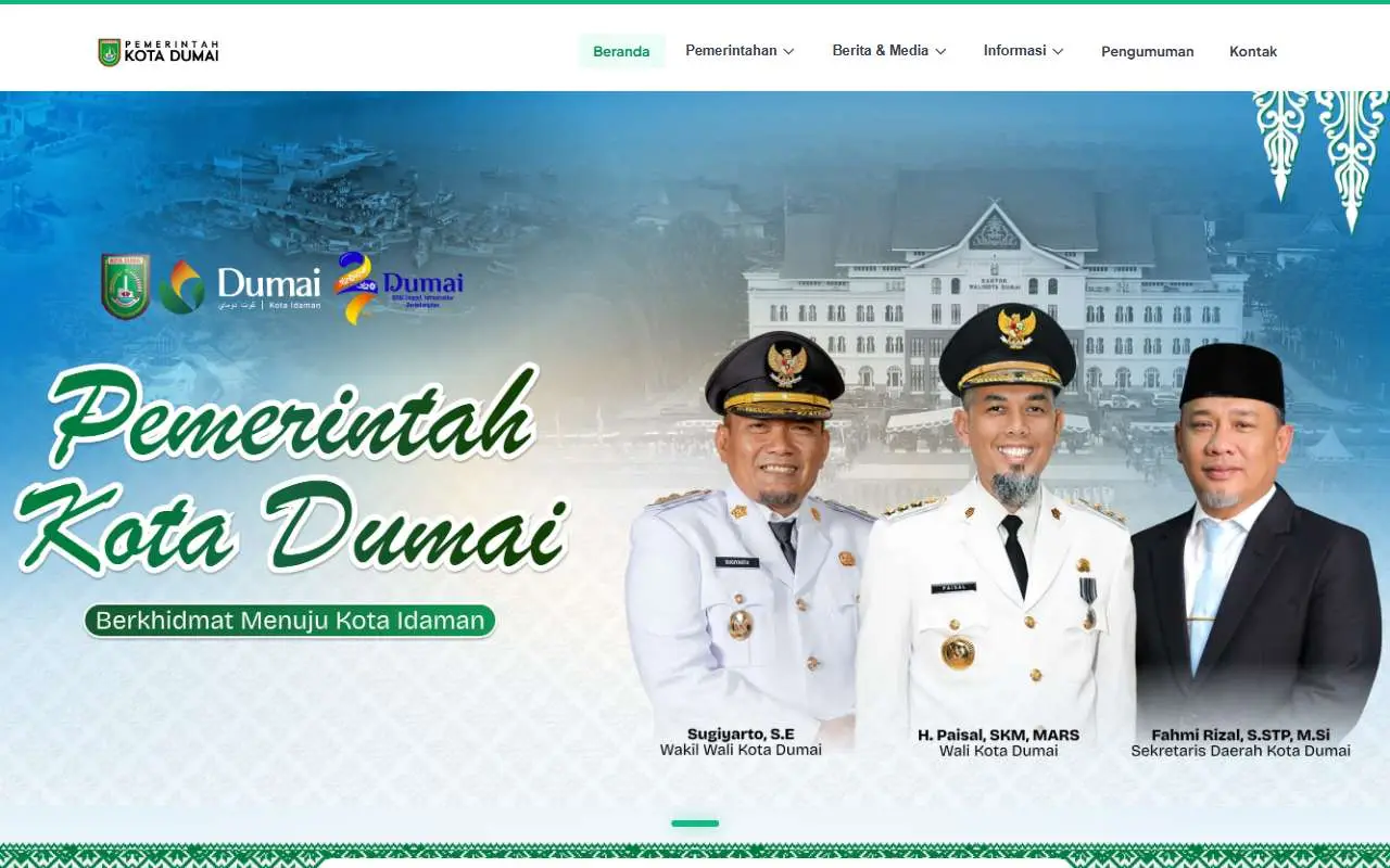 Tampilan website resmi Pemkot Dumai (dumaikota.go.id)