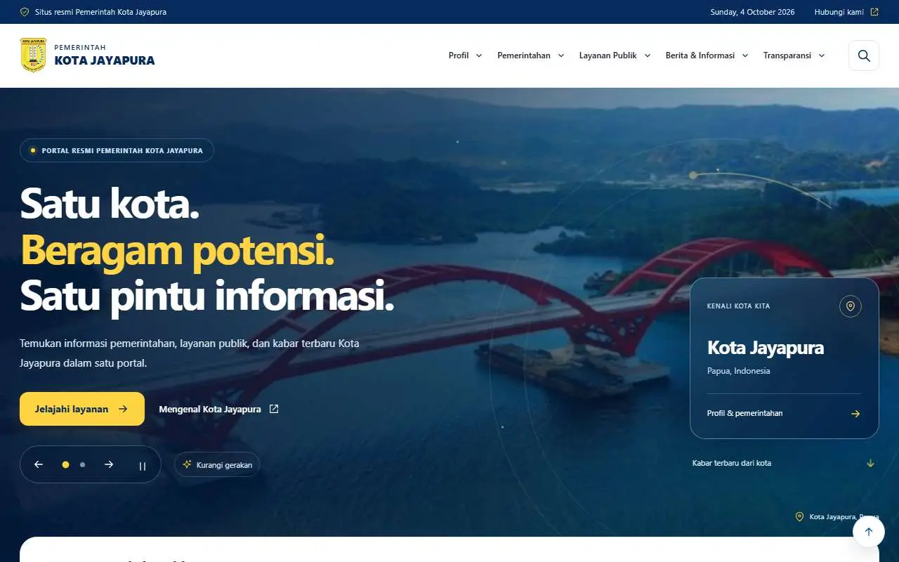Tampilan website resmi Pemkot Jayapura (jayapurakota.go.id)