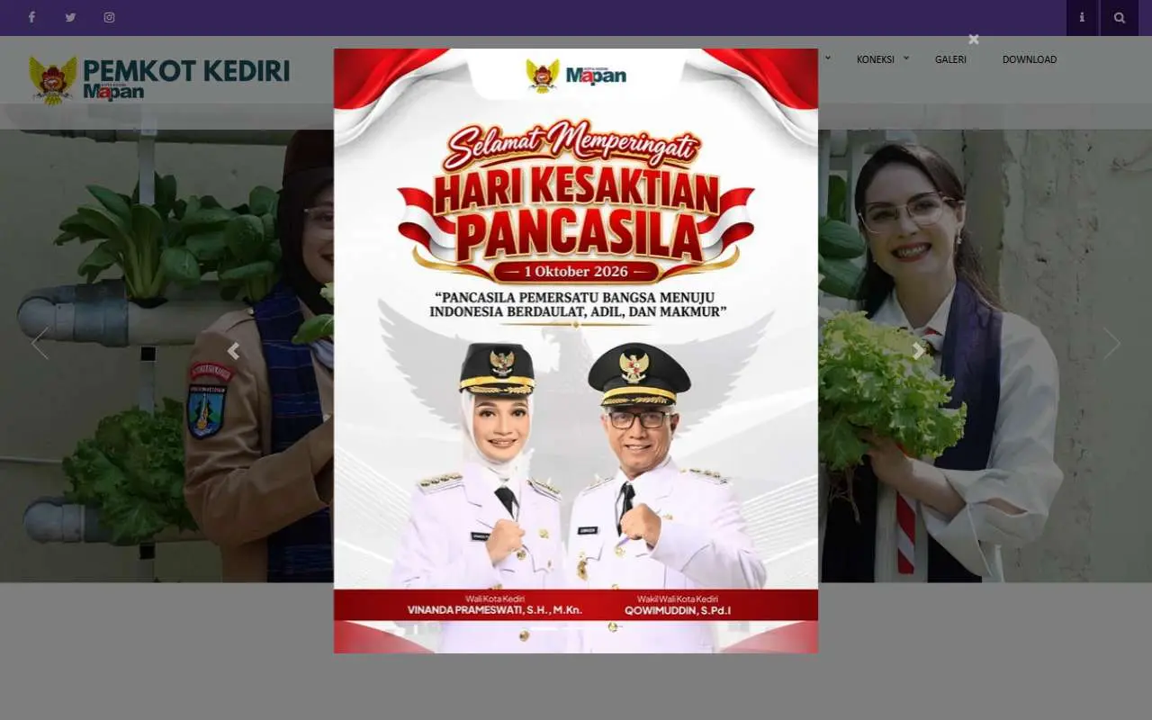 Tampilan website resmi Pemkot Kediri (kedirikota.go.id)
