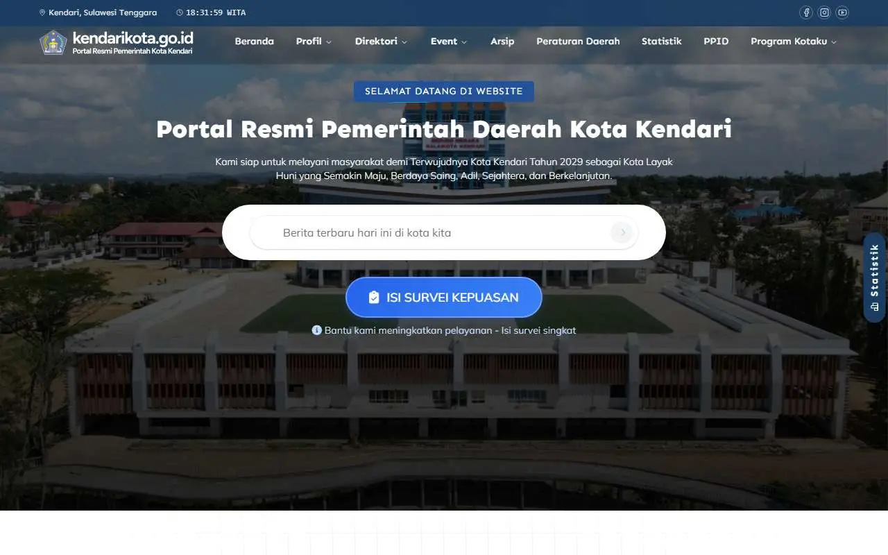Tampilan website resmi Pemkot Kendari (kendarikota.go.id)