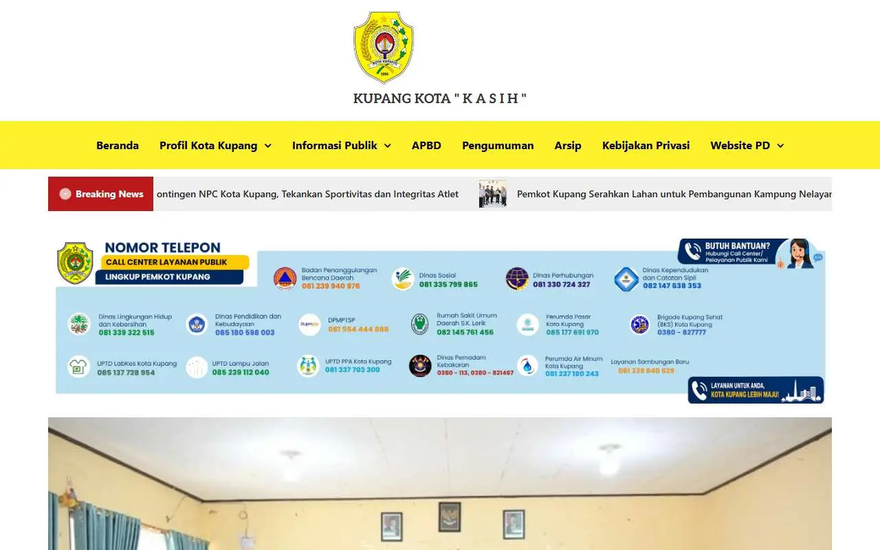 Tampilan website resmi Pemkot Kupang (kupangkota.go.id)