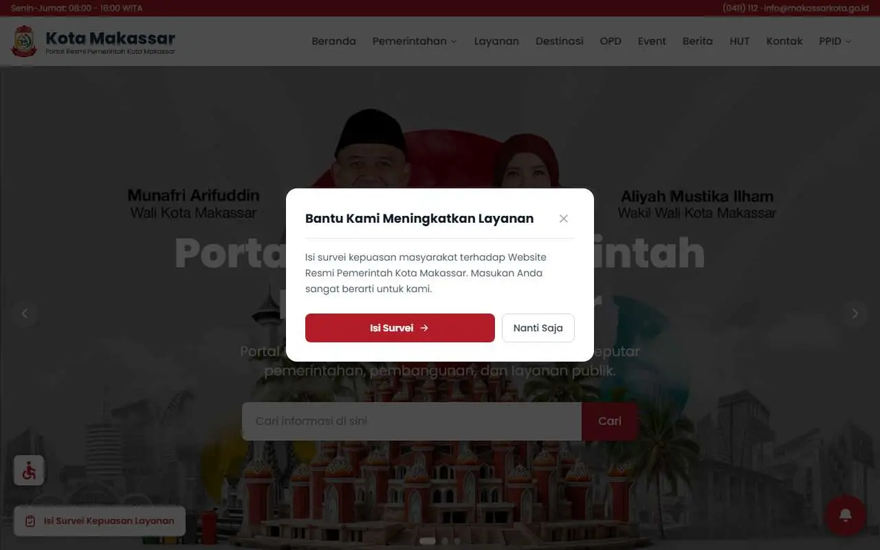 Tampilan website resmi Pemkot Makassar (makassarkota.go.id)