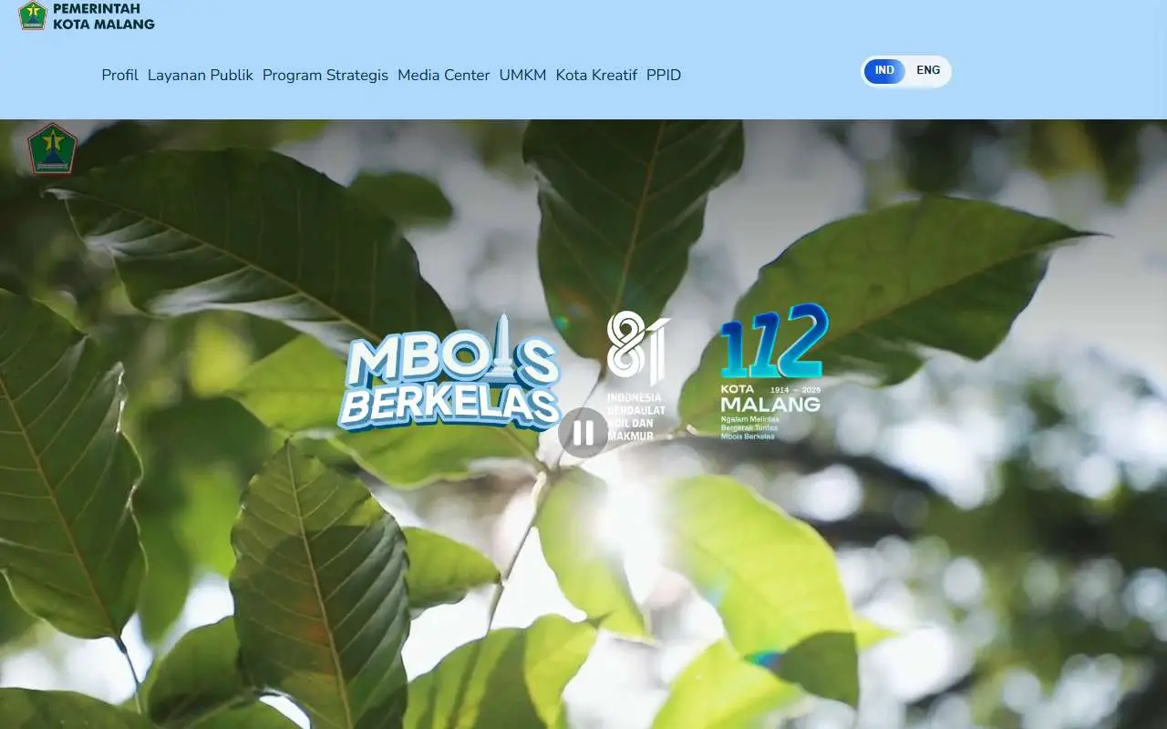 Tampilan website resmi Pemkot Malang (malangkota.go.id)