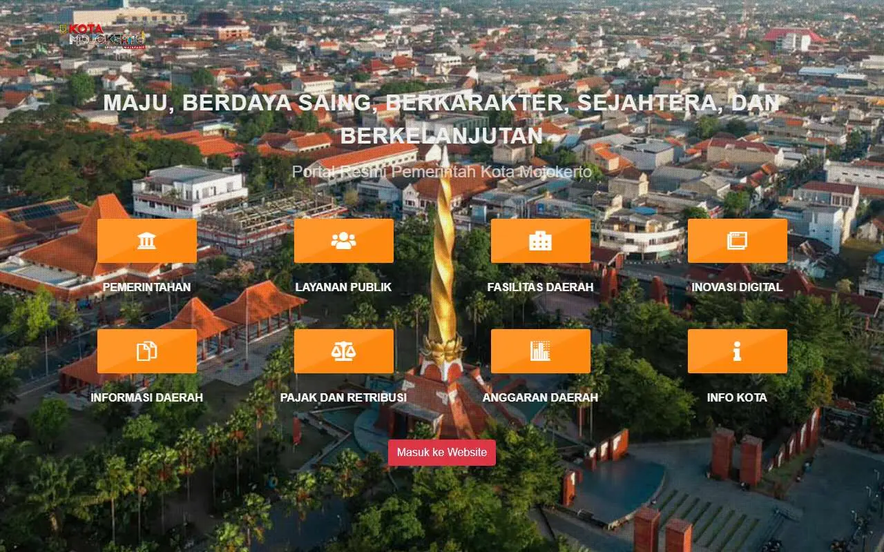 Tampilan website resmi Pemkot Mojokerto (mojokertokota.go.id)
