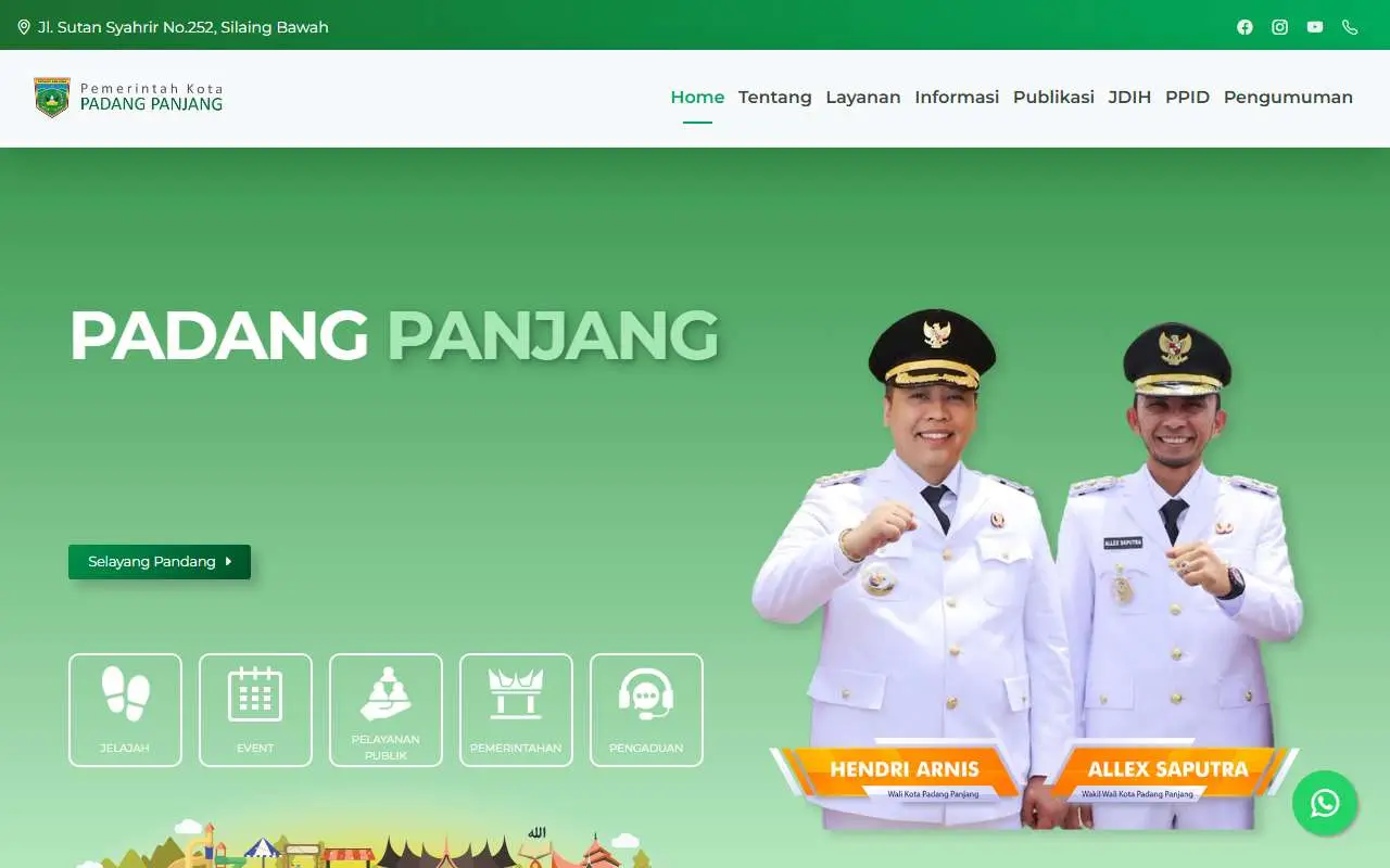 Tampilan website resmi Pemkot Padang Panjang (padangpanjang.go.id)