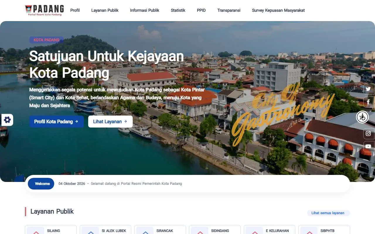 Tampilan website resmi Pemkot Padang (padang.go.id)