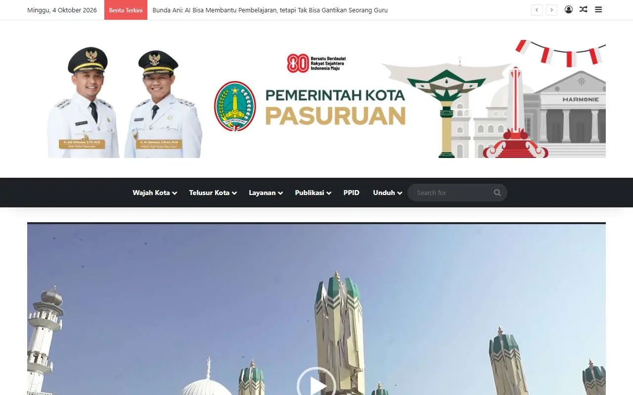 Tampilan website resmi Pemkot Pasuruan (pasuruankota.go.id)