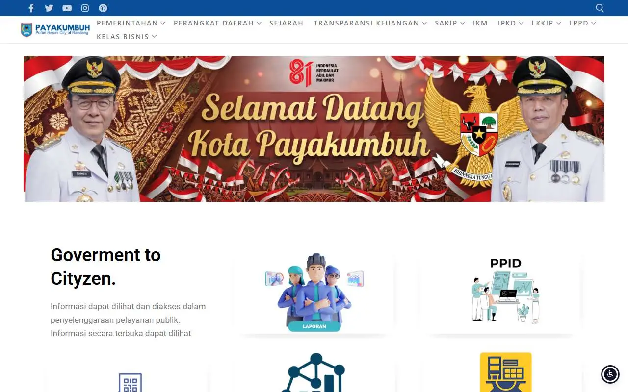 Tampilan website resmi Pemkot Payakumbuh (payakumbuhkota.go.id)
