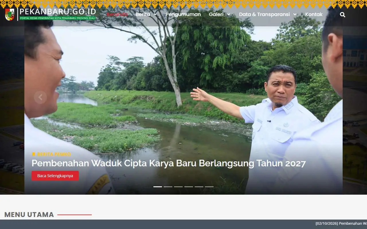 Tampilan website resmi Pemkot Pekanbaru (pekanbaru.go.id)