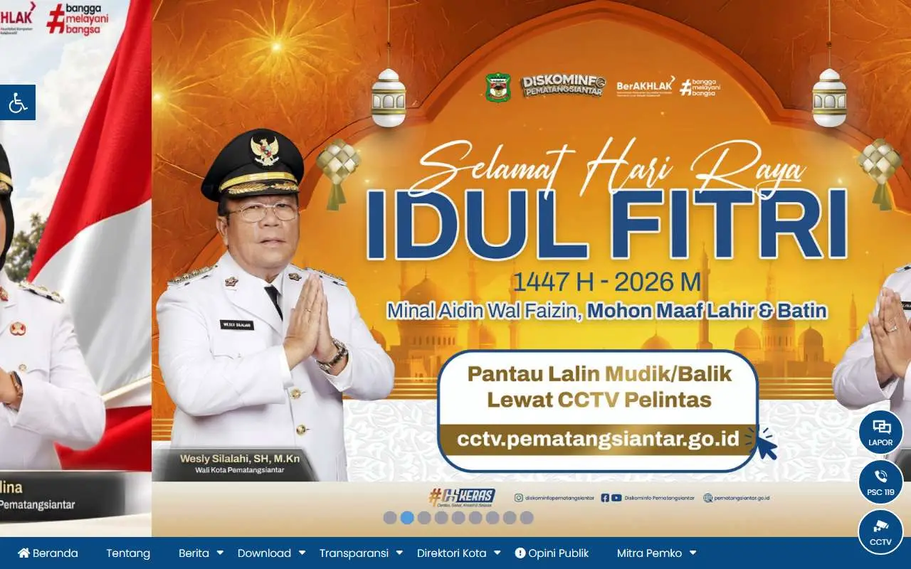 Tampilan website resmi Pemkot Pematang Siantar (pematangsiantar.go.id)