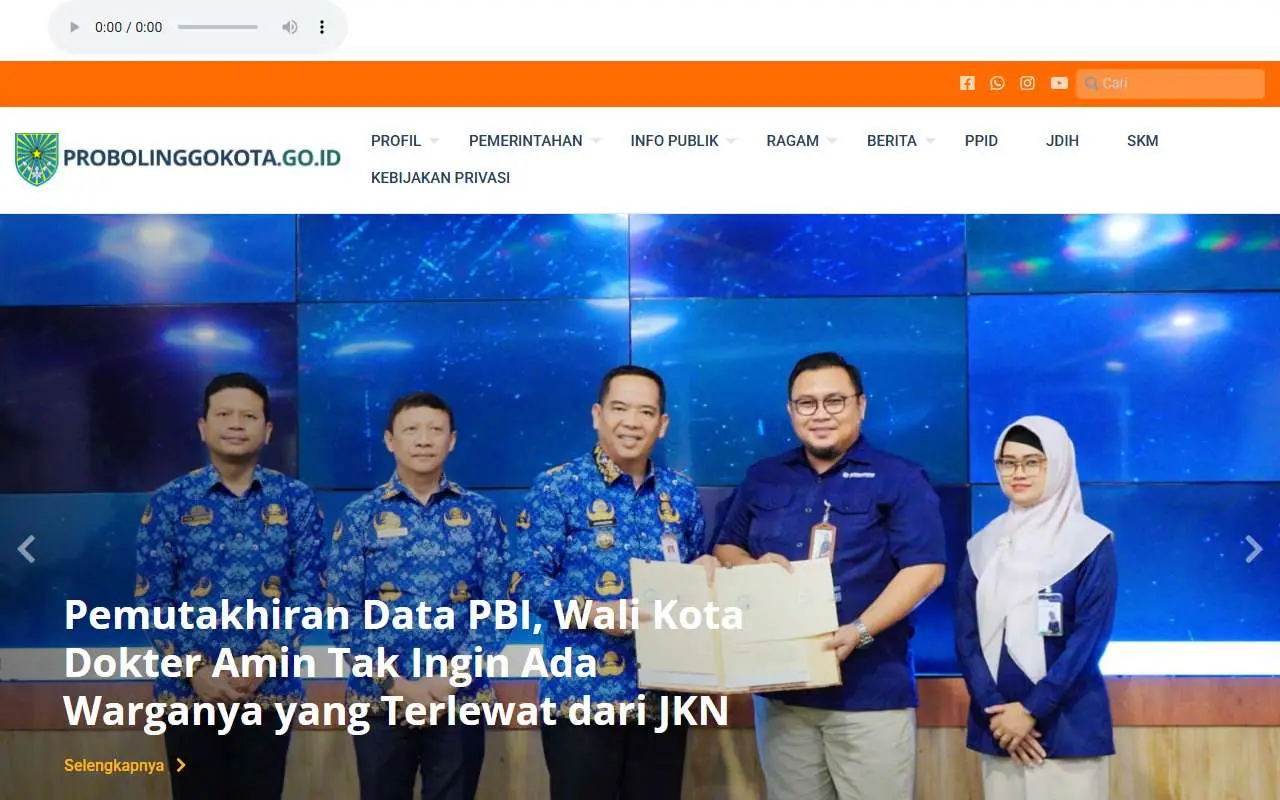 Tampilan website resmi Pemkot Probolinggo (probolinggokota.go.id)