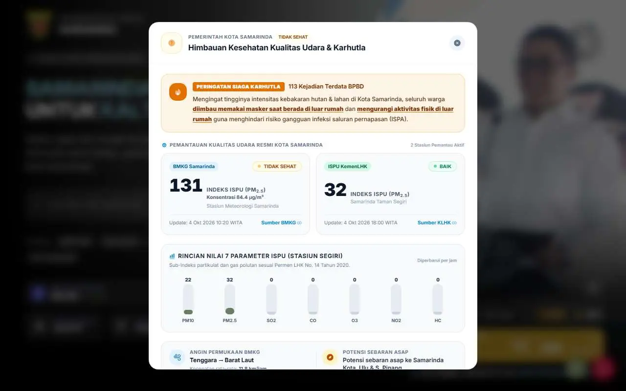 Tampilan website resmi Pemkot Samarinda (samarindakota.go.id)