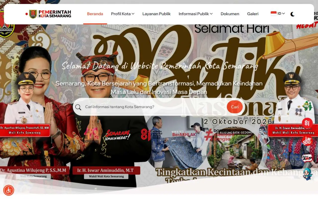 Tampilan website resmi Pemkot Semarang (semarangkota.go.id)