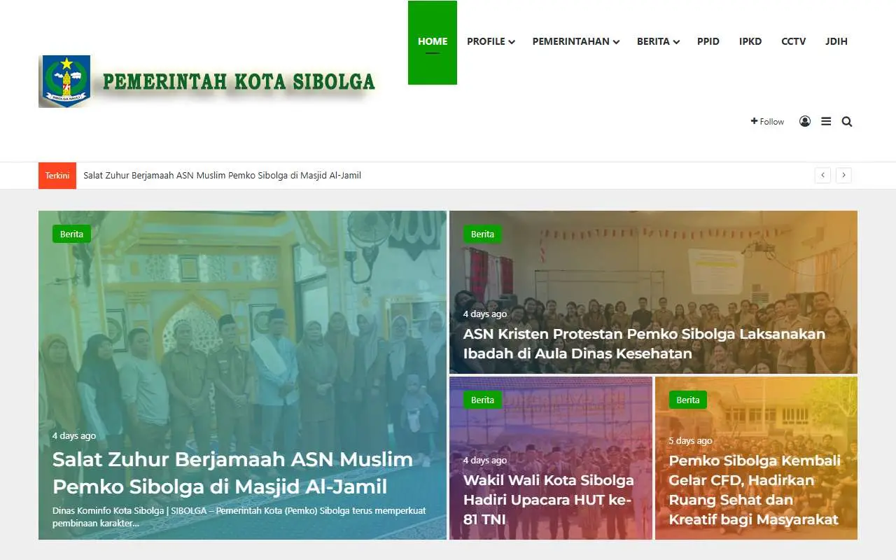 Tampilan website resmi Pemkot Sibolga (sibolgakota.go.id)